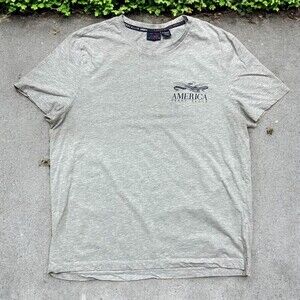 Perry Ellis America Y2K Vintage Cotton Gray Crewneck T-Shirt Men's Size XL